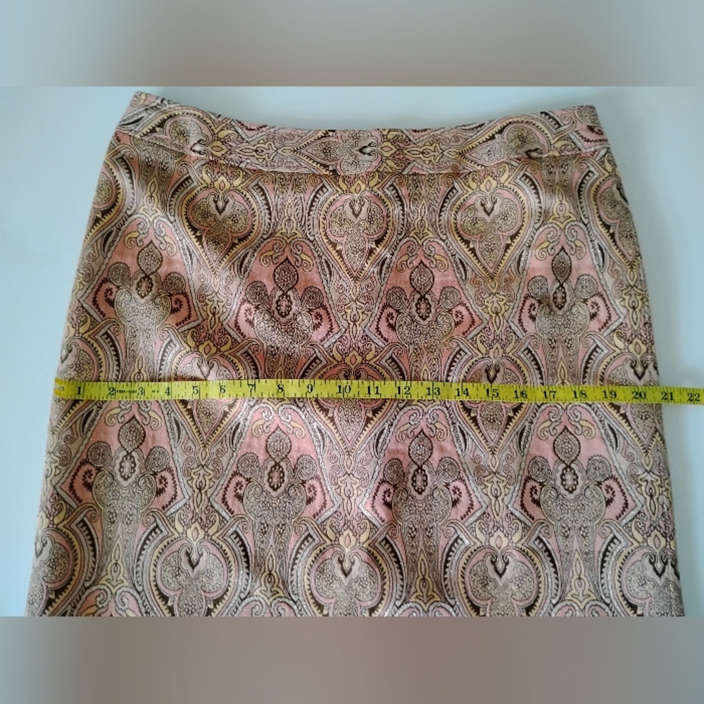 Talbots Cotton Silk Tapestry Brocade Pencil Skirt Pastel Pink Metallic Size 14P - Picture 14 of 16